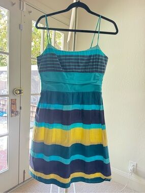 Colorful , Bold Striped Spaghetti-Strap dress  , vintage vibes, Y2K